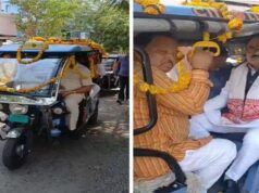 VIP कल्चर से अलग दिखे निगम अध्यक्ष: ई-रिक्शा से पहुंचे दफ्तर, बोले- ईंधन बचाना जरूरी