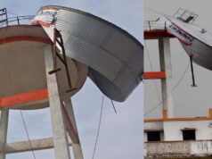 32 लाख की पानी टंकी का दर्दनाक क्षतिग्रस्त होना, आंधी में टंकी का ऊपरी हिस्सा लटका सिद्धार्थनगर में
