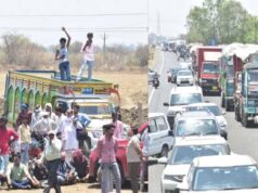 खरीदी केंद्र बंद मिलने पर सड़क पर उतरे किसान, NH-146 पर यातायात ठप