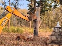 सुरक्षा बलों का सख्त एक्शन, नारायणपुर में नक्सली स्मारकों पर चला बुलडोजर