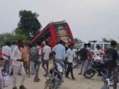 तराना फंटे पर बेकाबू होकर पलटी बस, दो की जान गई, 5 महिलाएं घायल