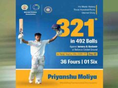 Ranji Trophy: प्रियांशु मोलिया ने रचा इतिहास, जम्मू-कश्मीर के खिलाफ 321 रन बनाकर बने बड़ौदा के सबसे बड़े स्कोरर